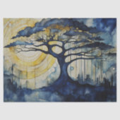 Blauwe boom in Moonlight Decoupage Tissue Paper Tissuepapier (Voorkant)