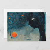 Blauwe boom met een gezicht briefkaart (Voorkant / Achterkant)