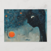 Blauwe boom met een gezicht briefkaart (Voorkant)