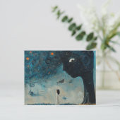 Blauwe boom met een gezicht Surreal Flying Whale Briefkaart (Staand voorkant)