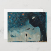 Blauwe boom met een gezicht Surreal Flying Whale Briefkaart (Voorkant / Achterkant)