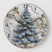 Blauwe boom met gouden ornamenten. grote klok (Voorkant)