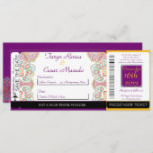 Blauwe boom/Snowf Boarding Pass Weduwuitnodiging Kaart (Voorkant / Achterkant)