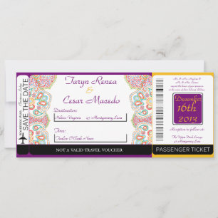 Blauwe boom/Snowf Boarding Pass Weduwuitnodiging Kaart