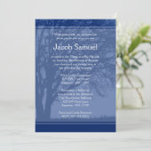 Blauwe boom van de balie van de baai van Mitzvah Kaart (Staand voorkant)