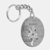 Blauwe boom van de Gepersonaliseerde Sleutelhanger (Voorkant Links)