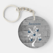 Blauwe boom van de Gepersonaliseerde Sleutelhanger (Voorkant)