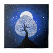 Blauwe boom van de Keramische Tile van het Leven Tegeltje (Voorkant)