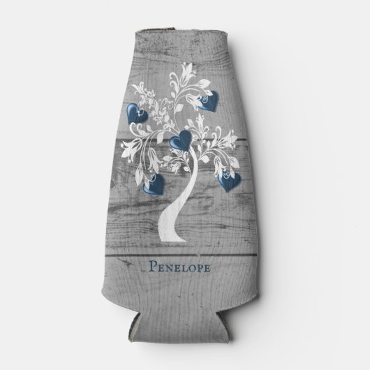 Blauwe boom van hart Gepersonaliseerde flessenkoel Flesjeskoeler (Voorkant)