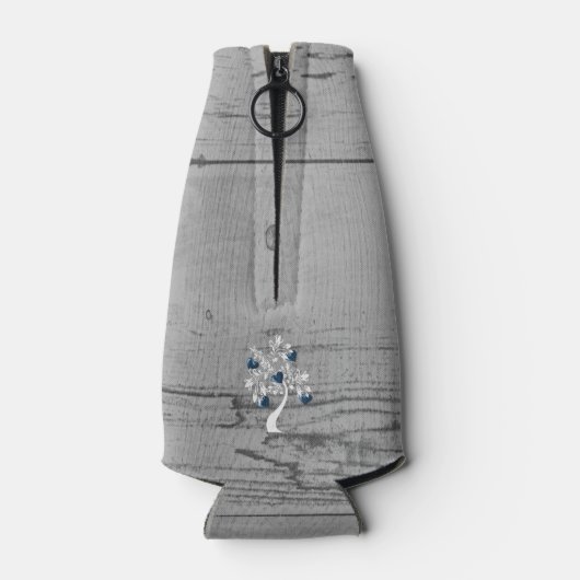 Blauwe boom van hart Gepersonaliseerde flessenkoel Flesjeskoeler (Achterkant)