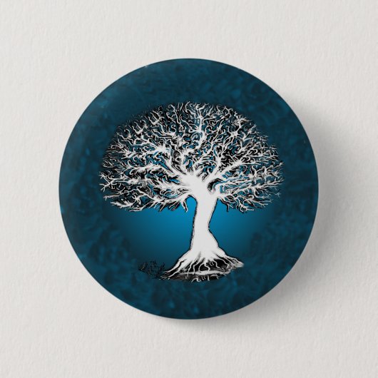Blauwe boom van het leven ronde button 5,7 cm (Voorkant)
