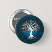 Blauwe boom van het leven ronde button 5,7 cm (Voorkant /achterkant)