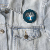 Blauwe boom van het leven ronde button 5,7 cm (In situ)