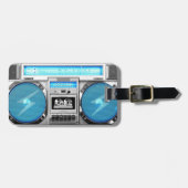 Blauwe boombox bagagelabel (Voorkant horizontaal)