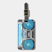 Blauwe boombox bagagelabel (Voorkant verticaal)