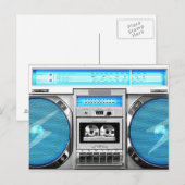 Blauwe boombox briefkaart (Voorkant / Achterkant)