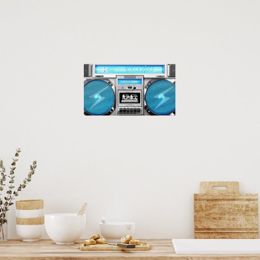 Blauwe boombox poster (Keuken)