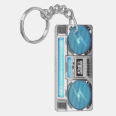 Blauwe boombox sleutelhanger (Voorkant Links)
