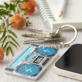 Blauwe boombox sleutelhanger (Voorkant Rechts)