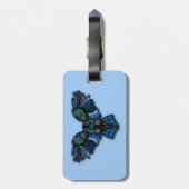 Blauwe boomgaard bagagelabel (Achterkant verticaal)