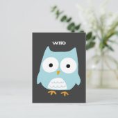 Blauwe boomgaard | Cute Cartoon Owl Briefkaart (Staand voorkant)