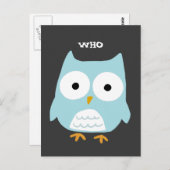 Blauwe boomgaard | Cute Cartoon Owl Briefkaart (Voorkant / Achterkant)