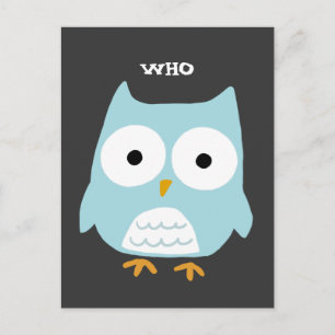 Blauwe boomgaard   Cute Cartoon Owl Briefkaart