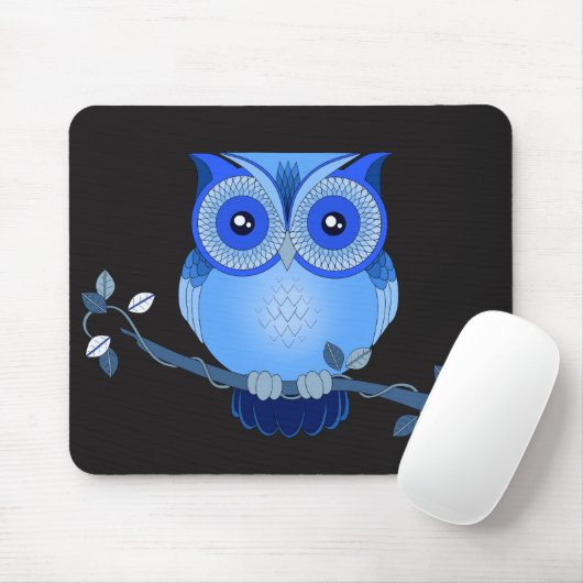 Blauwe boomgaard op Black Mousepad Muismat (Met muis)