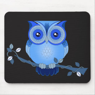 Blauwe boomgaard op Black Mousepad Muismat
