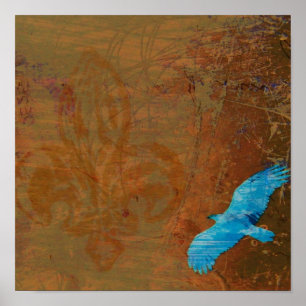 Blauwe boomgaard poster