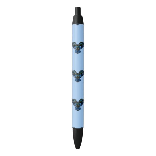 Blauwe boomgaard zwarte inkt pen (Voorkant Verticaal)