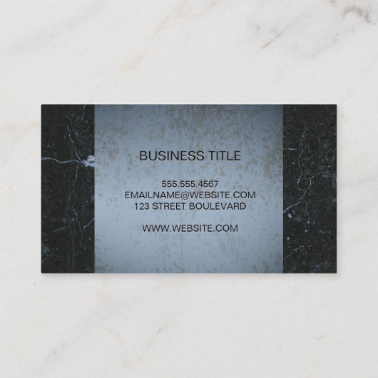 Blauwe boomgaard | Zwarte marmer Visitekaartje (Achterkant)