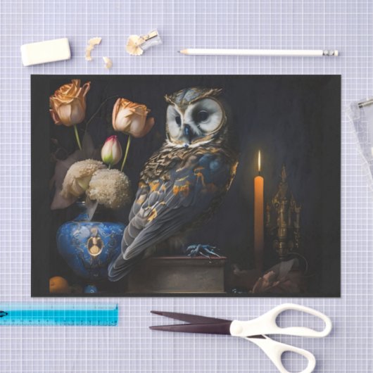 Blauwe boomgaarden en bloemen tissuepapier (Craft)