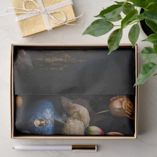 Blauwe boomgaarden en bloemen tissuepapier (Geschenk)