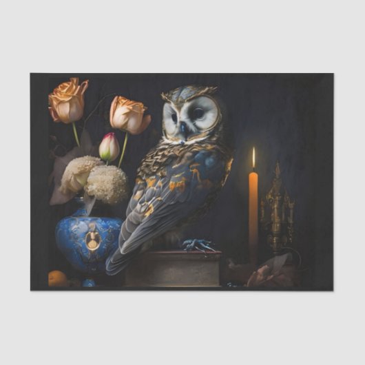 Blauwe boomgaarden en bloemen tissuepapier (Voorkant)