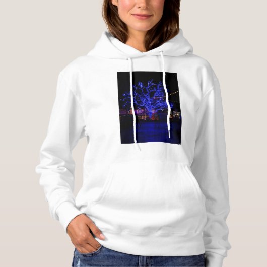 Blauwe boomgroeten hoodie (Voorkant)
