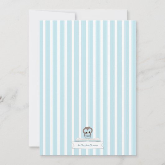 Blauwe boomkor brengt een Uitnodiging van het Baby (Achterkant)