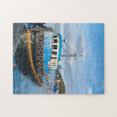 Blauwe boot in Oban Harbour Legpuzzel (Horizontaal)