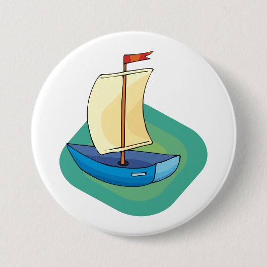 Blauwe boot ronde button 7,6 cm (Voorkant)