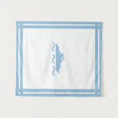 Blauwe boot van de kleine jongen wandkleed (Voorkant (horizontaal))