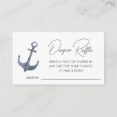 Blauwe bootthema Baby shower luier Raffle Informatiekaartje (Voorkant)
