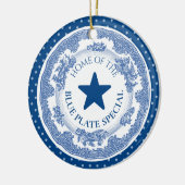 Blauwe bord speciale nostalgie met kerst keramisch ornament (Links)