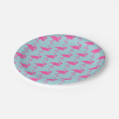 Blauwe Borden van Flamingo Party Papieren Bordje (Gekanteld)