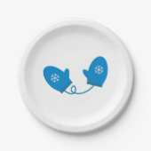 Blauwe Borden van winterMittens Papieren Bordje (Voorkant)