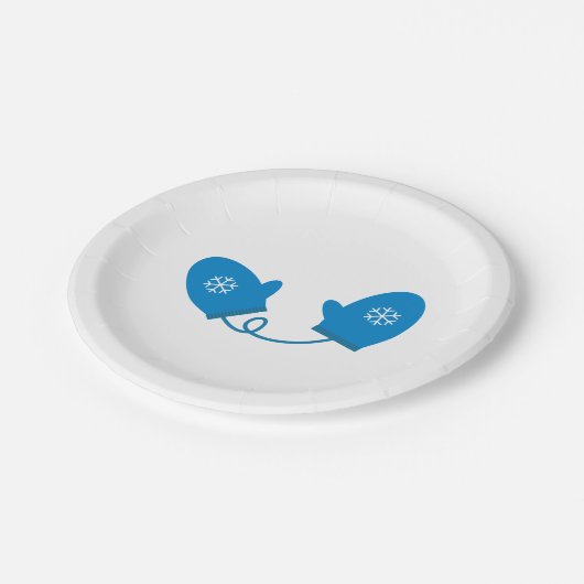 Blauwe Borden van winterMittens Papieren Bordje (Gekanteld)