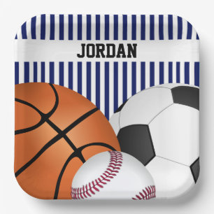 Blauwe Borden voor sportthema Birthday Paper Papieren Bordje