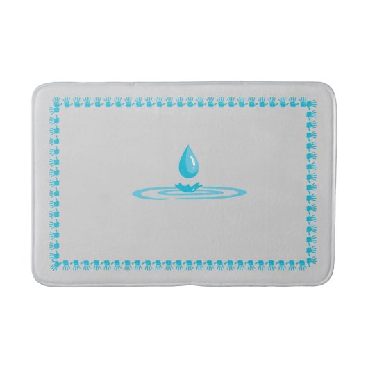 Blauwe border badmat met elegante waterdruppel (Voorkant)