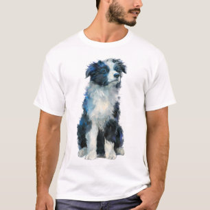 Blauwe Border Collie Puppy Portret Mannen T-shirt