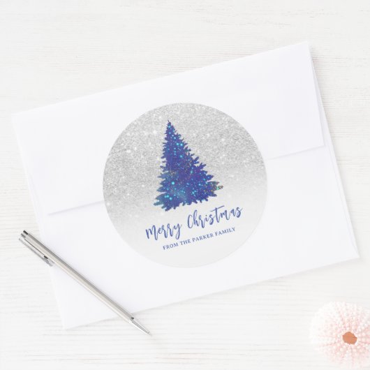 Blauwe borstkapper ronde sticker (Envelop)