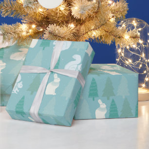 Blauwe bos Kikpijnboomeekhoornen en -knollen Cadeaupapier